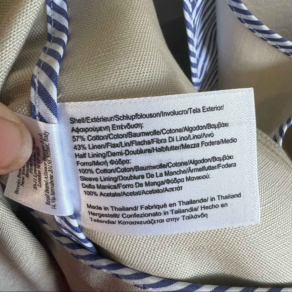 Brooks Brothers Linen Blend Khaki Double Breasted Jacket - Picture 10 of 11